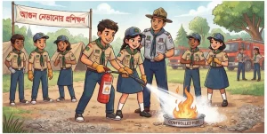 আগুন নেভাতে স্কাউট সদস্যদের প্রশিক্ষণ দিন